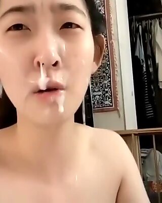 Hot Nerdy Korean Girl Suck White Bf Then Get Facial