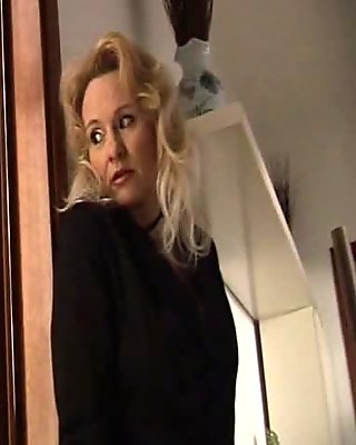 Blonde Italian milf tries to seduces her younger neighbor